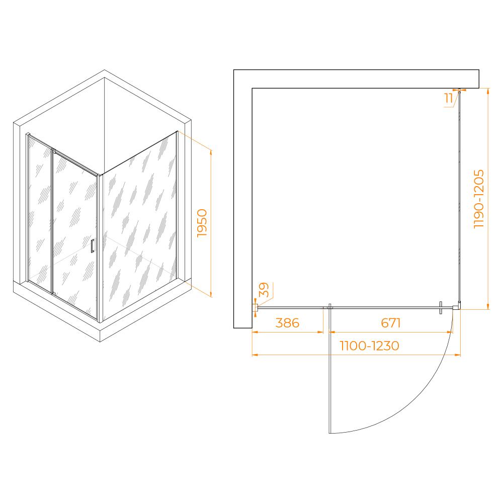 Душевой уголок RGW PA-078 (RGW PA-008 + Z-050-2), 350807811-11