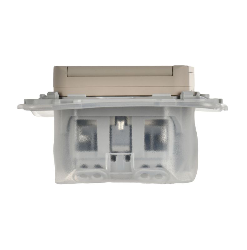 Розетка СП FLITE РСшкр11-1-44-ФлЛ 16А IP44 с заземл. с защ. шторками и крышкой безвинтовое крепление механизм льняной IEK FI-R16-16-1-44-K88