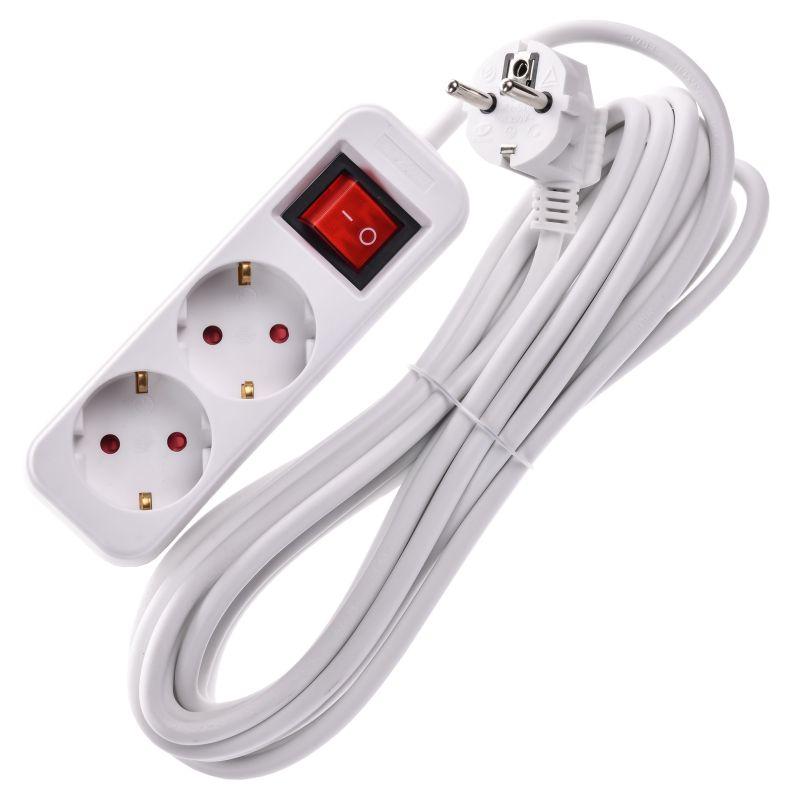 Удлинитель 2х5м 10А У02К ПВС 3х1 бел. UMA IEK UM-YP10-10-02-05-ZK-K01