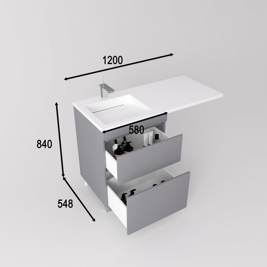 Тумба напольная "Даллас ЛЕОН 120", Люкс серая, PLUS