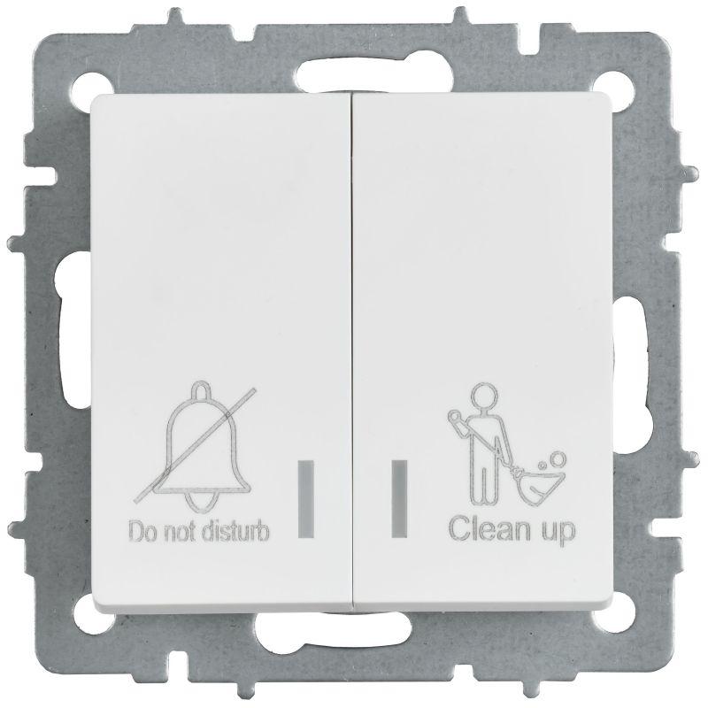 Выключатель 2-кл. СП BRITE ВС10-2-9-БрАБ 10А для отелей с индикацией механизм арктич. бел. IEK BR-V20-2-10-K91