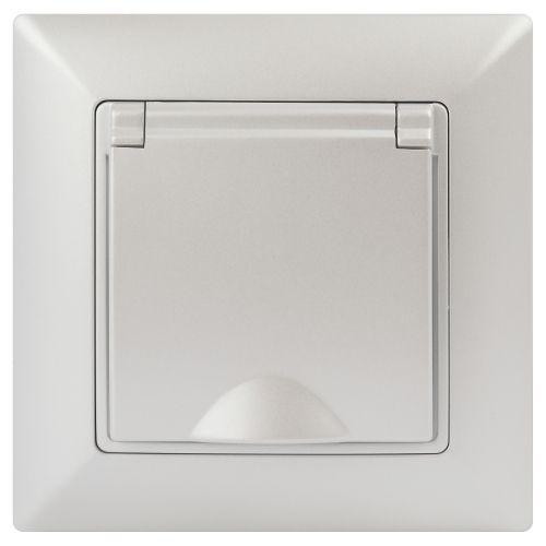 Розетка 1-м СП Solo 4-203-06 16А 250В IP20 2P+E Schuko с заземл. защ. крышка перламутр Intro Б0053662