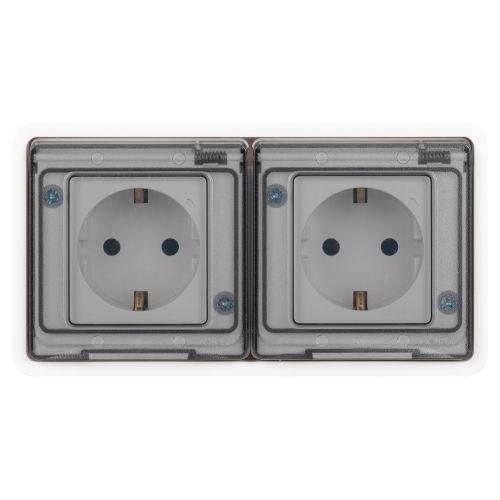 Розетка Эксперт 11-2523-01 2х2P+E гориз. IP55 16А-250В СУ бел. Эра Б0063276