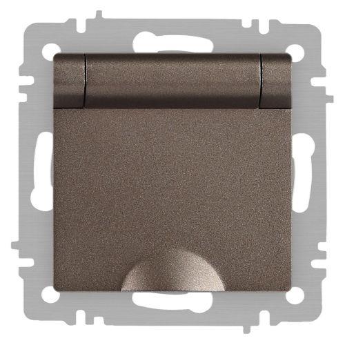 Розетка 1-м СП Accent 6-203-08 16А IP20 250В 2P+E Schuko с крышкой AL/CU Accent бронза Intro Б0063436