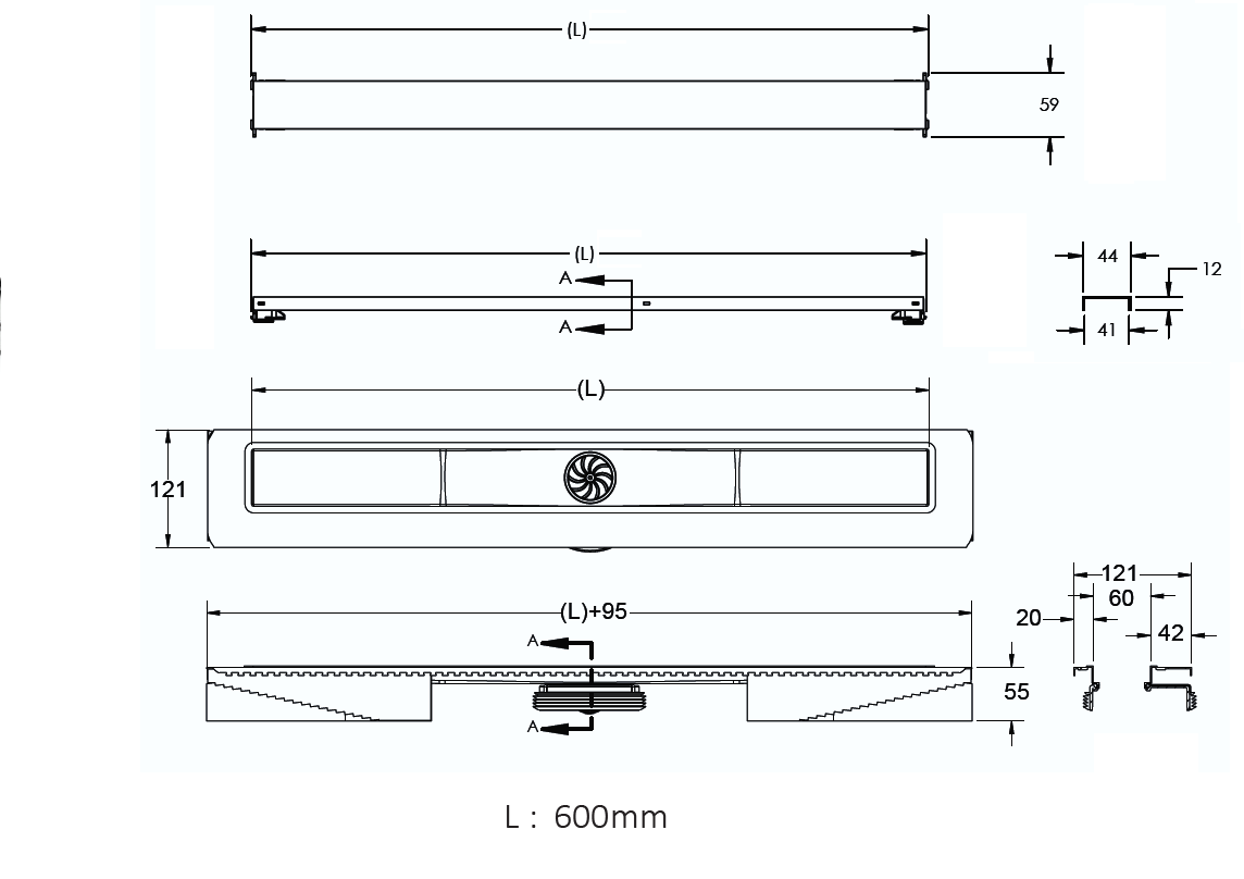 Душевой лоток BERGES C1 Brise 600 090031