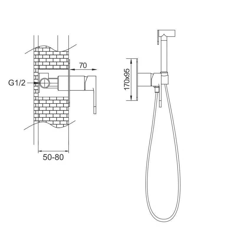 Гигиенический душ со смесителем Rose R205, хром