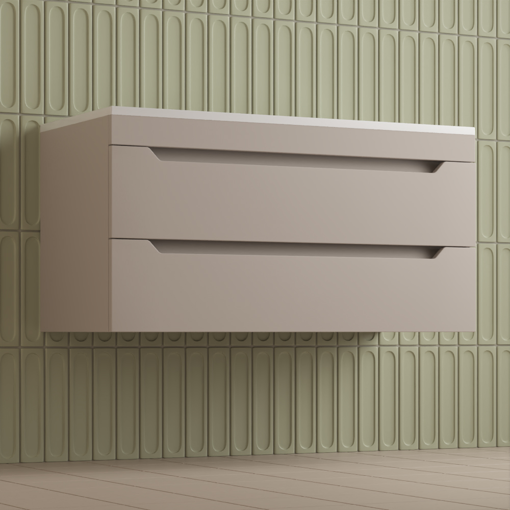 Тумба подвесная "Остин" под раковину Фортуна 100 2 ящ крем эмаль PLUS