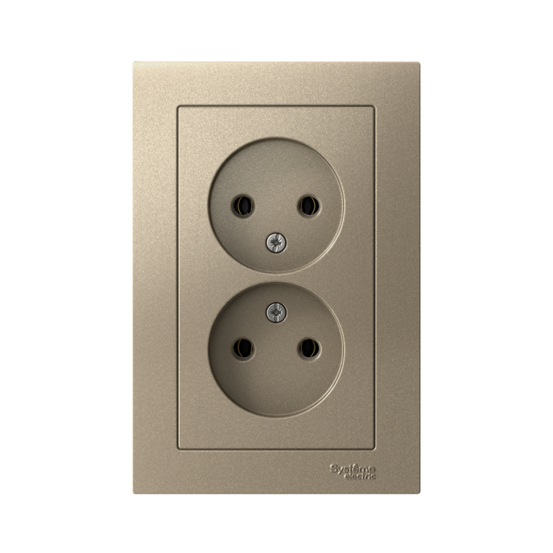 Розетка 2-м СП AtlasDesign 16А IP20 без заземл. в сборе шампань SE ATN000520