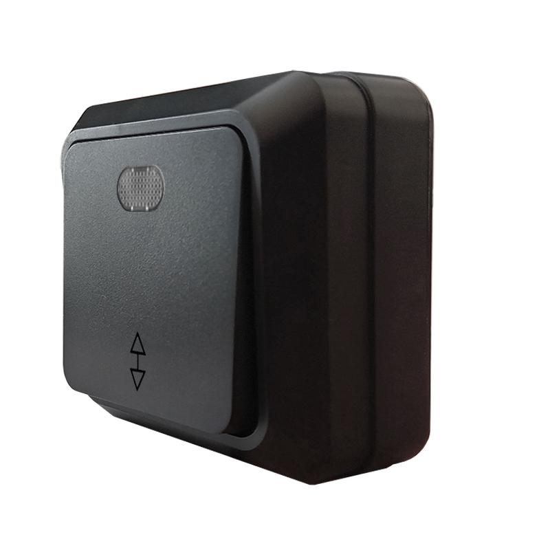 Переключатель проходной 1-кл. ОП Олимп 10А IP20 с подсветкой черн. Universal 2211