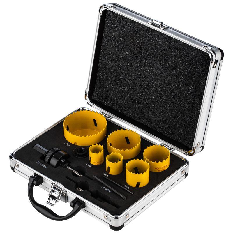 Набор коронок Bimetal (22 25 35 40 51 67) 11 предметов металлический кейс Kranz KR-92-0202-1