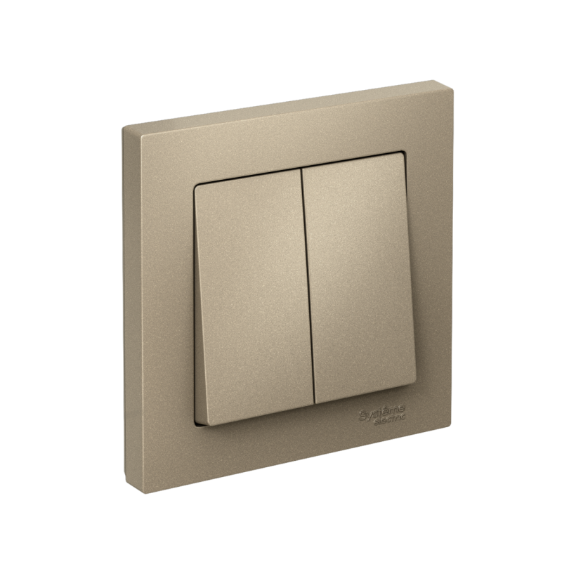 Выключатель 2-кл. AtlasDesign (сх. 5) 10AX быстрозажим. клем. в сборе шампань SE ATN000552S