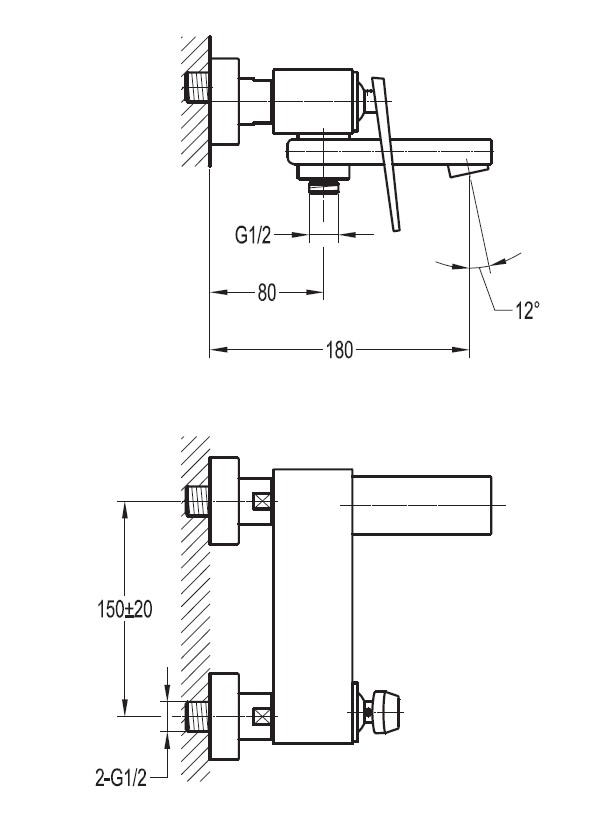 Смеситель для ванны и душа CEZARES BADEN-F-VD-01