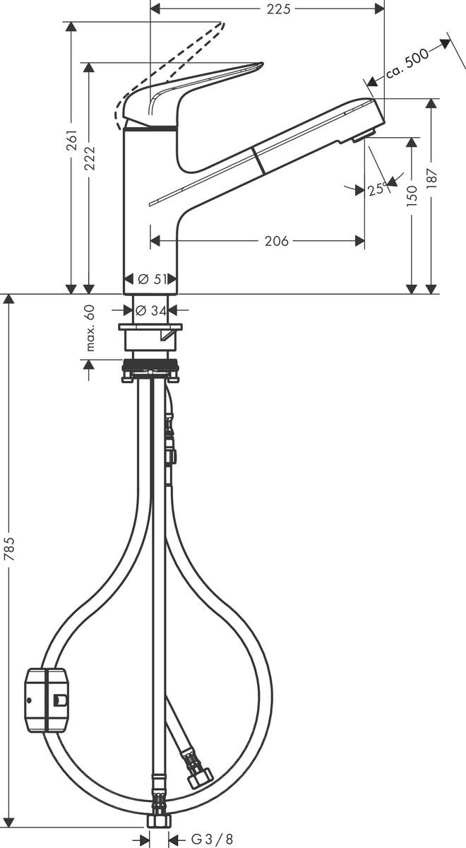 Смеситель Hansgrohe Focus 71814000 M427-H150 для кухни