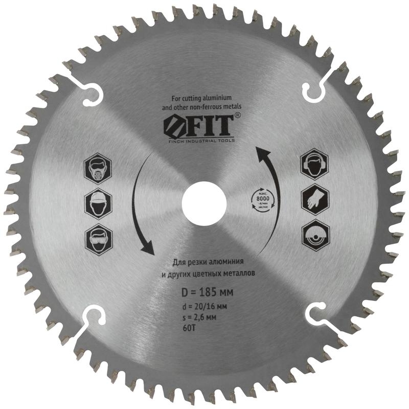 Диск пильный для циркулярных пил по алюм. 185х20/16х60T FIT 37790