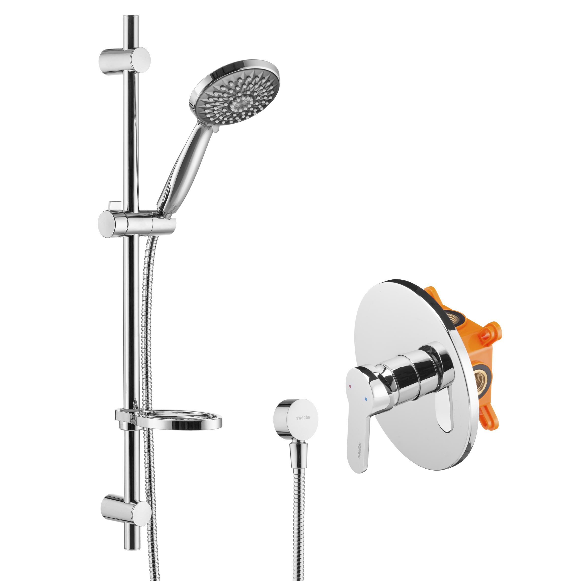 Душевой комплект со встраиваемым смесителем (с монтажным боксом) Swedbe Platta 5528G1