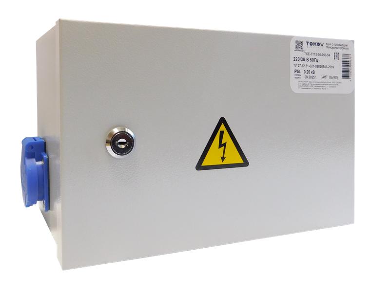 Ящик с понижающим трансформатором ЯТП 0.25 230/24 (3 авт. выкл.) IP54 TOKOV ELECTRIC TKE-TT13-24-250-54