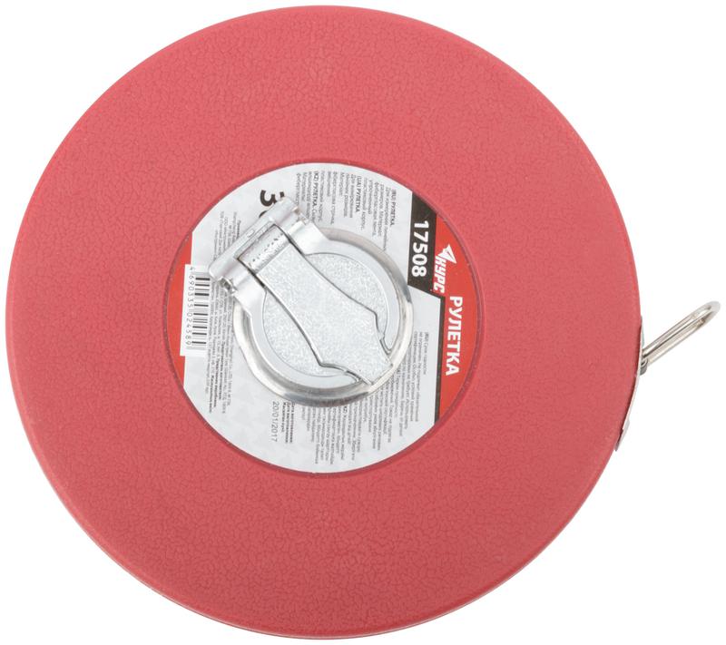 Рулетка 30м фибергласовая лента корпус пластик. красн. КУРС 17508