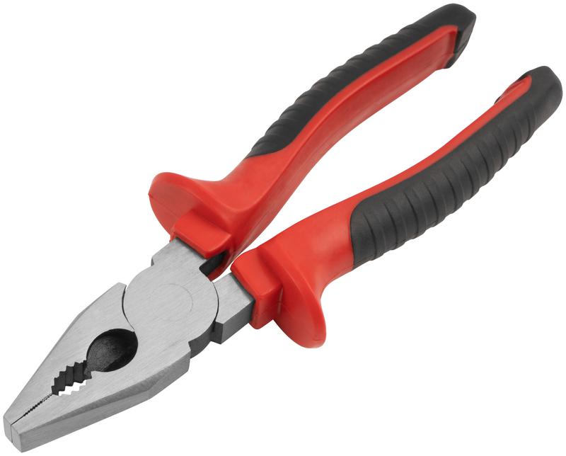 Плоскогубцы комбинированные "Оптима" 200мм двухцветные обрезиненные ручки полированная сталь КУРС 47555