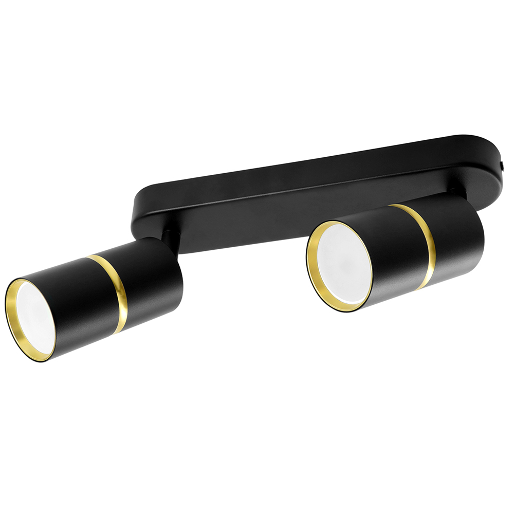 Светильник ДБО 2хGU10 без ламп наклонный черный золото