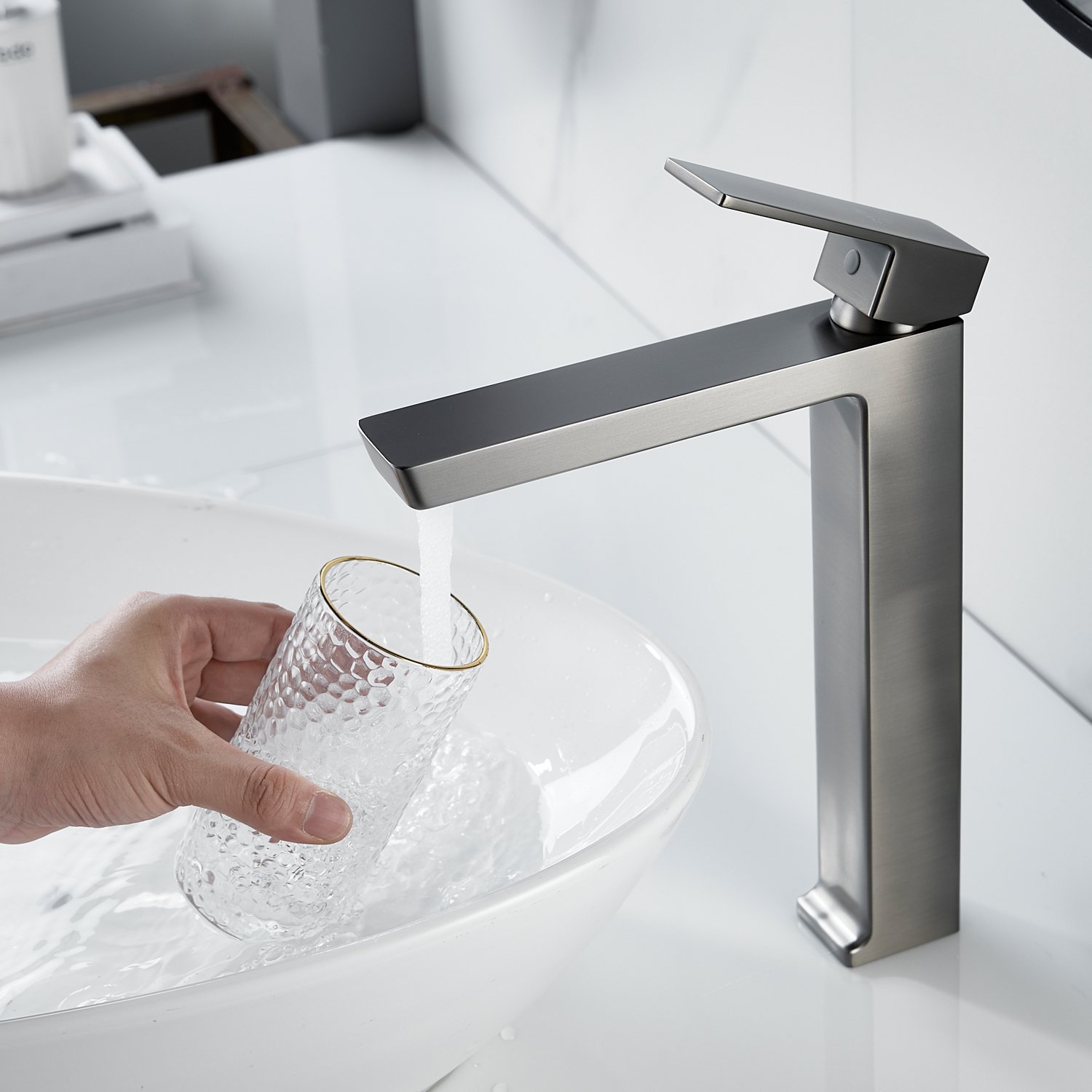 Смеситель для раковины высокий Rose R18T R1811T-1, оружейная сталь