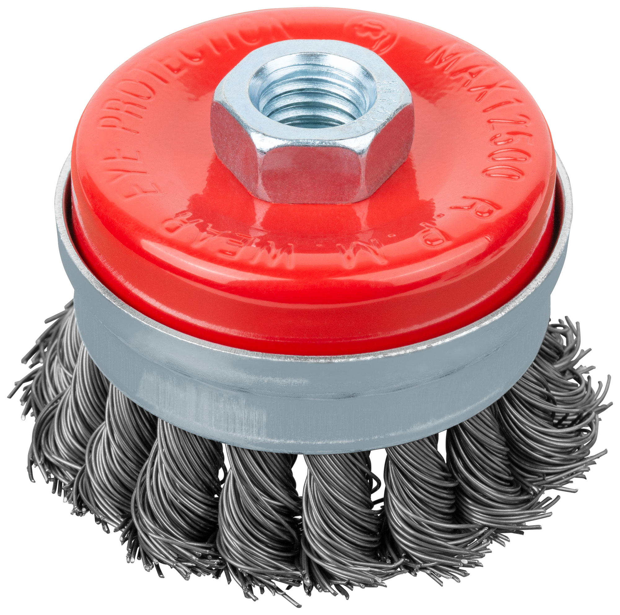 Корщетка-чашка, гайка М14, стальная витая проволока с бандажом, Профи  65 мм