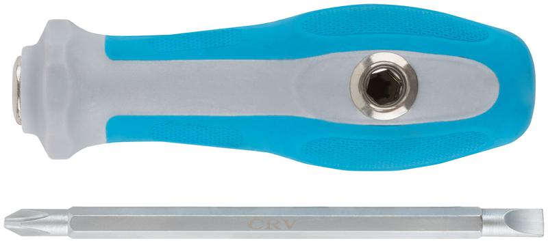 Отвертка с переставным жалом комбинированная прямая и Т-образ. прорезиненная ручка 6х120мм PH2/SL6 MOS 56228М