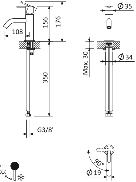 Смеситель для раковины CEZARES LEAF-LSM2-L-NOP