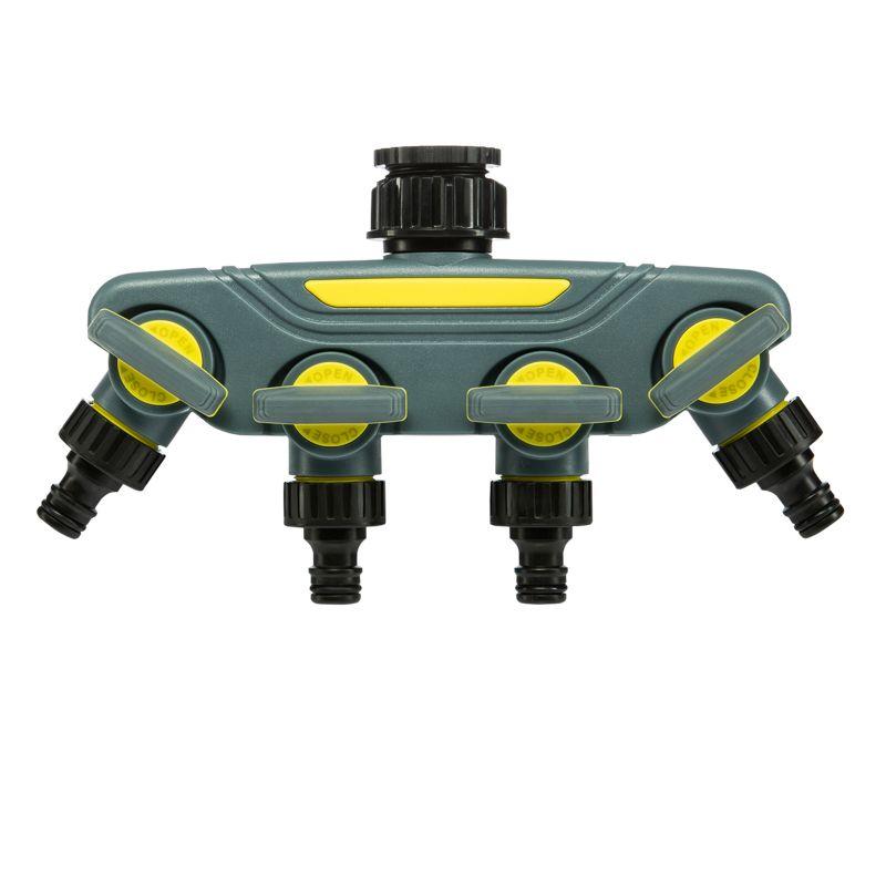 Разветвитель 4-х канальный на кран 1/2дюйм - 3/4дюйм Профи ЧЕТЫРЕ СЕЗОНА 62-0225-F