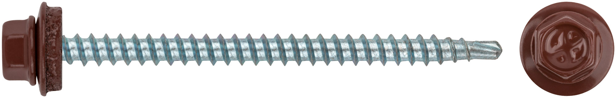 Шурупы кровельные со сверлом 4,8 х 70  100шт , бордовый RAL 3009 Пром