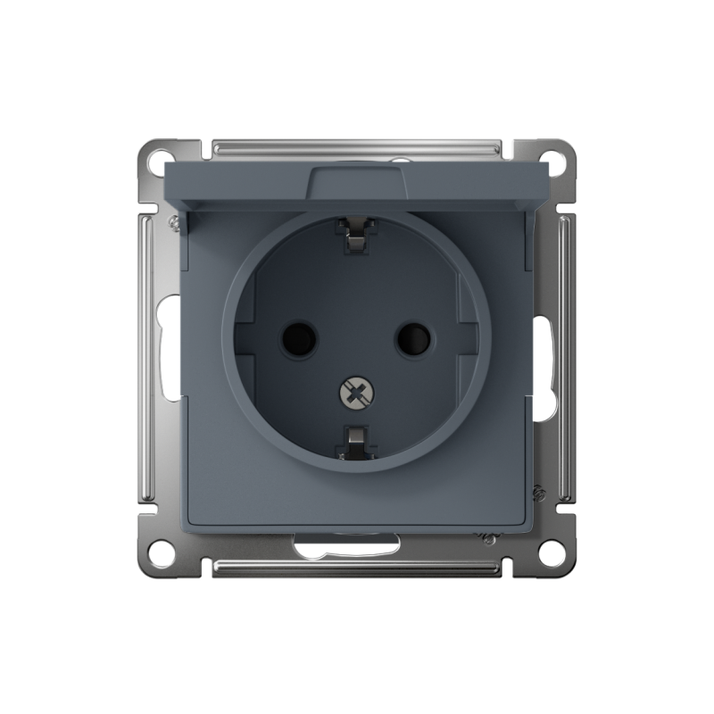 Розетка 1-м СП AtlasDesign 16А IP20 с заземл. защ. шторки с крышкой механизм грифель SE ATN000746