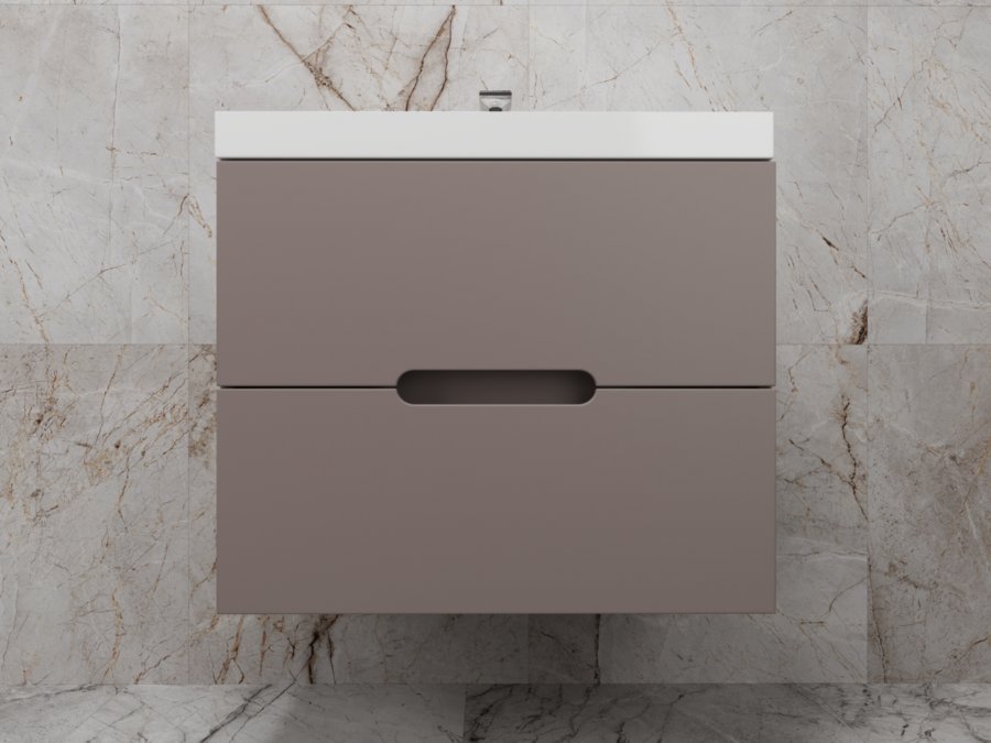 Тумба подвесная "Матис 70", Classic 70, (2 ящика), тауп темный, ЭМАЛЬ