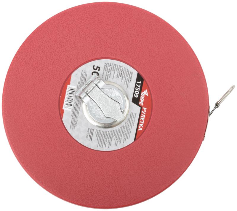 Рулетка 50м фибергласовая лента корпус пластик. красн. КУРС 17509