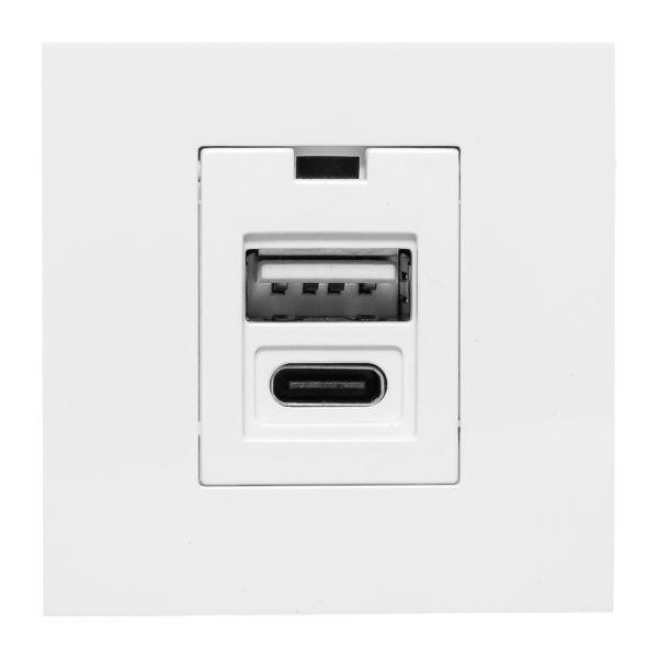 Розетка USB 2-м A+C 2.1А без индикатора бел. EKF E2MR2-21USB-10-AC