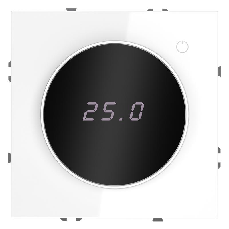 Терморегулятор электронный S70 с индикацией и датчиком для теплого пола механизм бел. глянцевый Voltum VLS070101