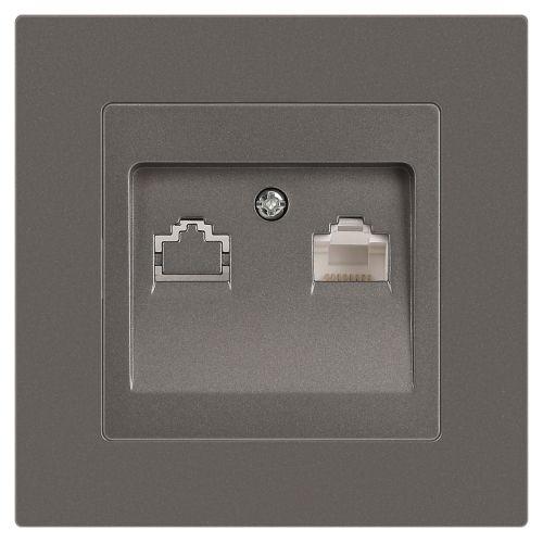 Розетка компьютерная 1-м СП Accent 6-303-09 RJ45 IP20 титан Intro Б0063642