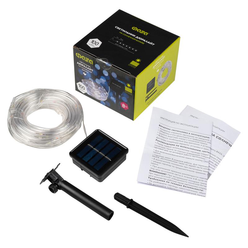 Светильник светодиодный садовый SLR-G06-100W 100LED дюралайт (заменяемый Ni-MH 500мА.ч аккумулятор) бел. ФАZА 5060098