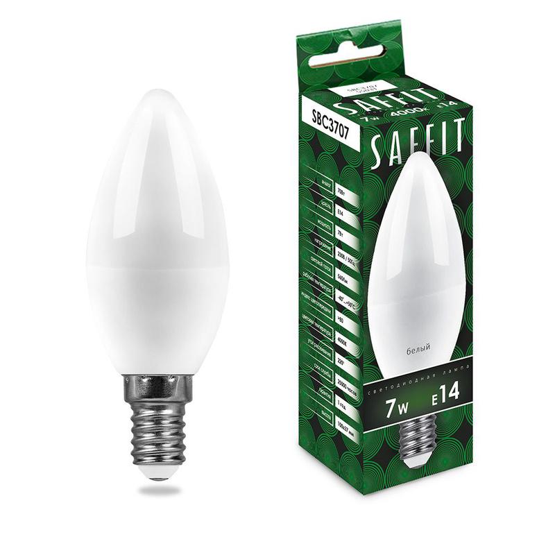 Лампа светодиодная 7Вт 230В E14 4000К C37 SBC3707 SAFFIT 55031