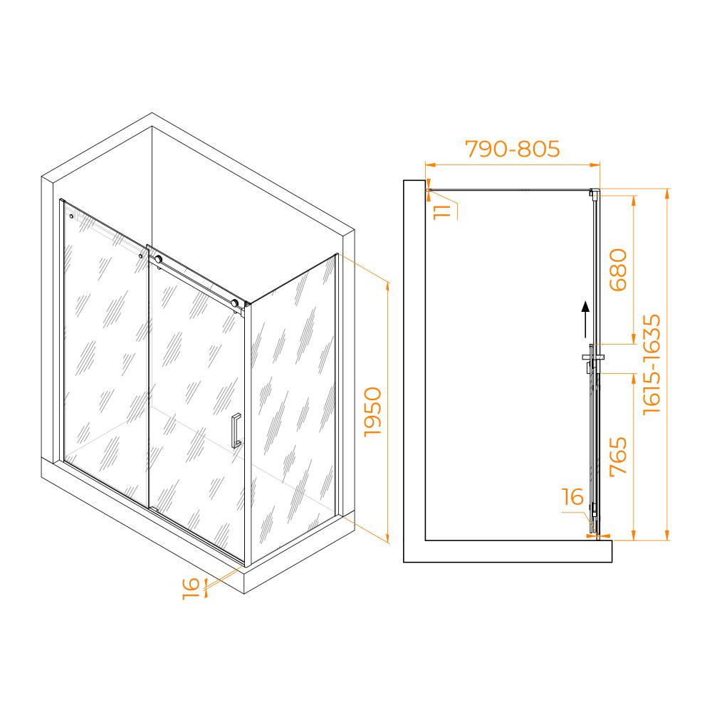 Душевой уголок RGW TO-44-1 (TO-14 + Z-060-2), 020744168-11