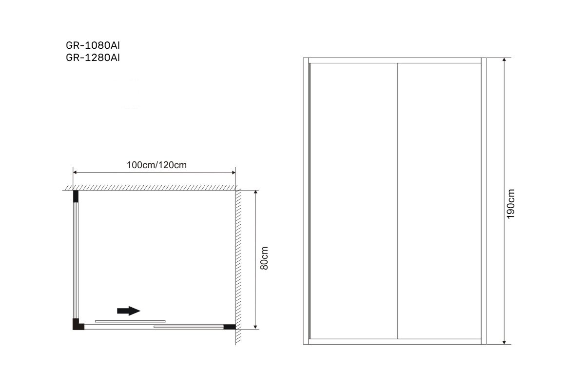 Душевое ограждение GR-1080 Alba (100*80*190)