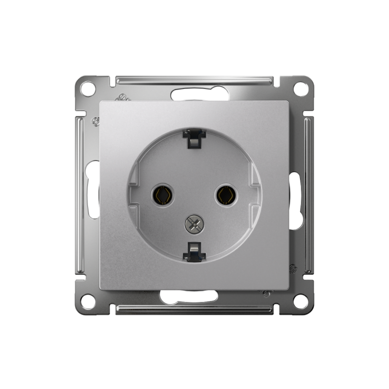 Розетка 1-м СП AtlasDesign 16А IP20 с заземл. механизм алюм. SE ATN000343