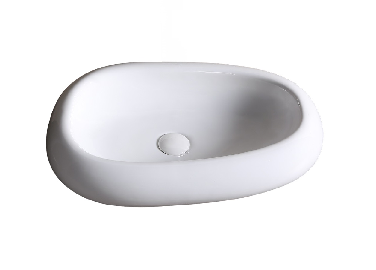 Раковина CR7041B накладная, белая, асимметричная 600х400х150 Ceruttispa