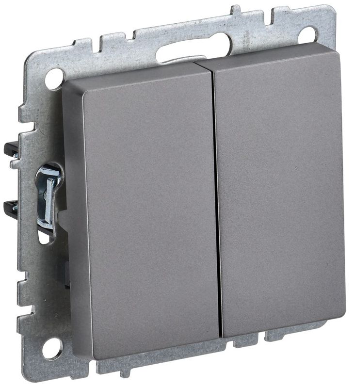 Выключатель 2-кл. СП BRITE ВС10-2-0-БрС 10А механизм сталь IEK BR-V20-0-10-K46