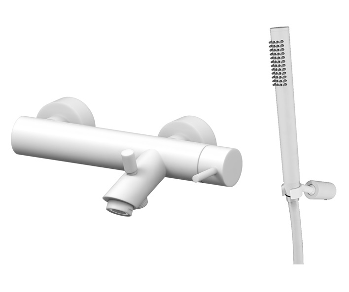 Смеситель для ванны короткий излив Paffoni LIGHT LIG023BO Белый матовый
