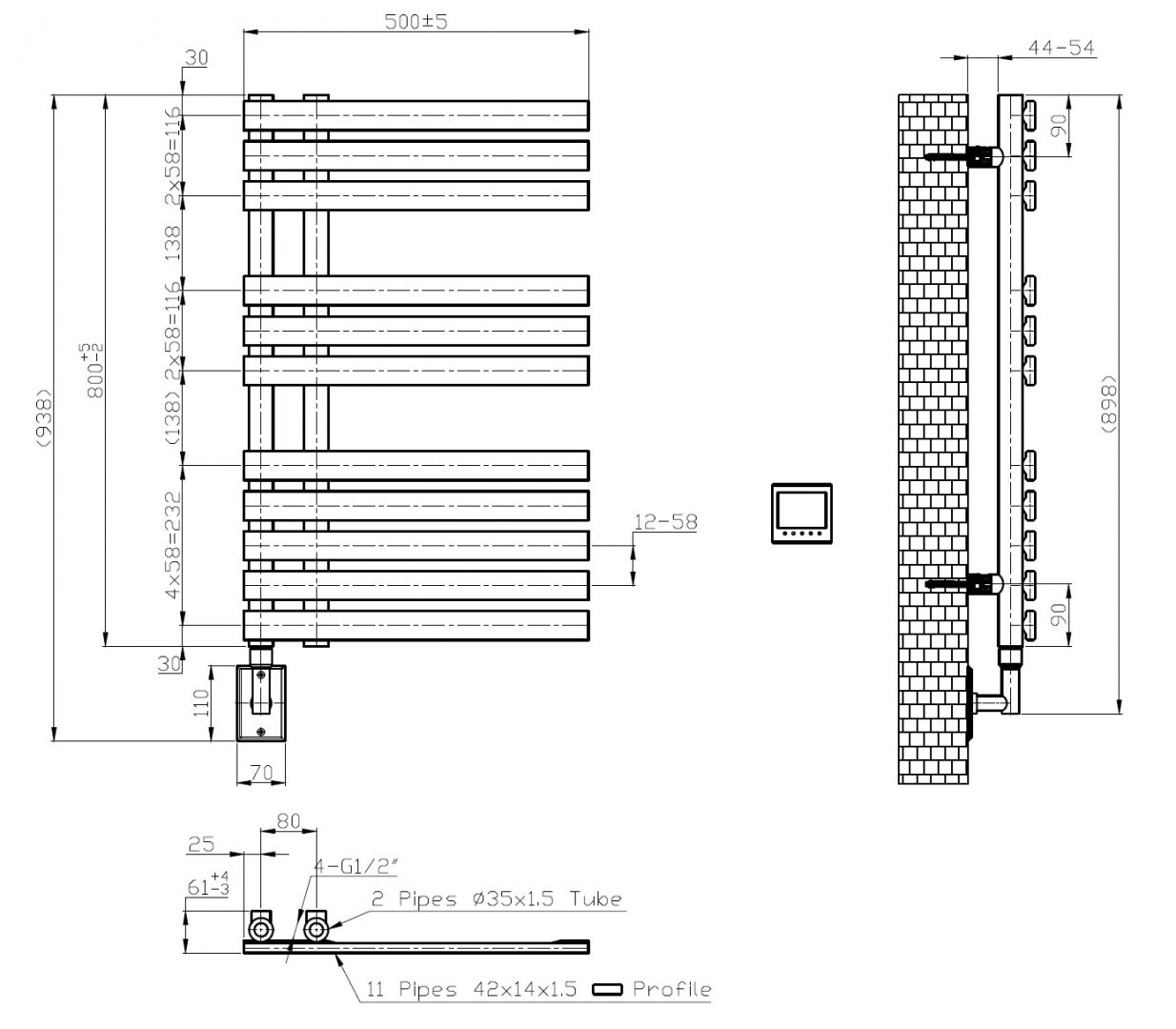 Полотенцесушитель электрический VENTURO MATT WHITE