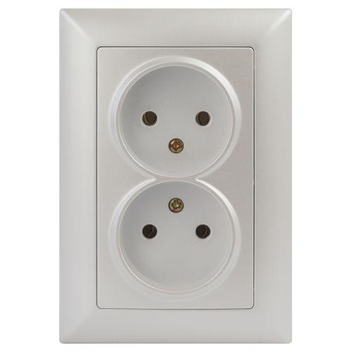 Розетка 2-м СП Solo 4-204-06 2х2P 16А 250В IP20 без заземл. перламутр Intro Б0053671