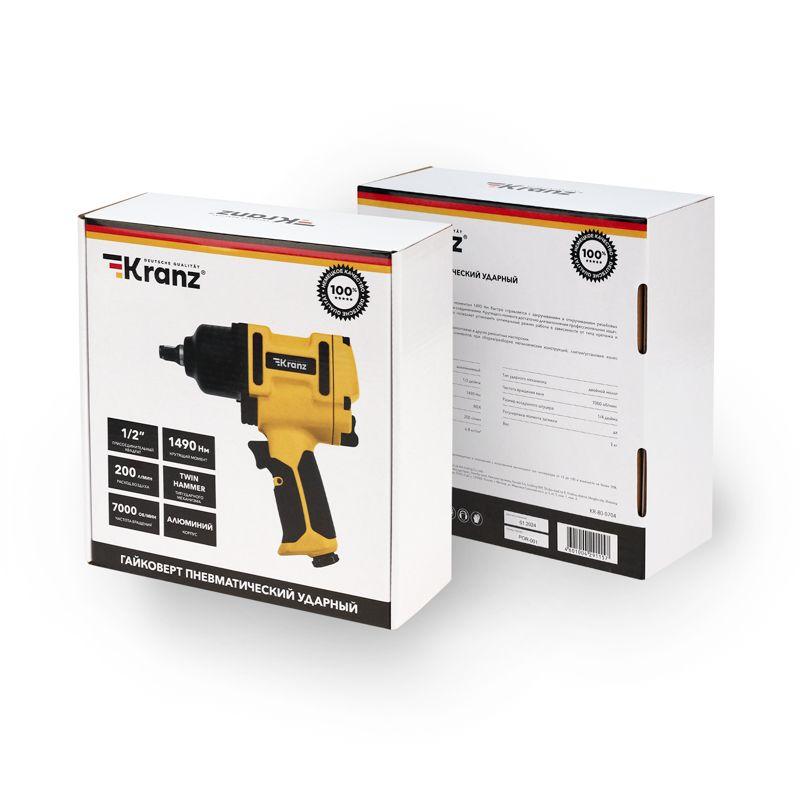 Гайковерт пневматический 1/2дюйм 1490Нм Kranz KR-80-0704