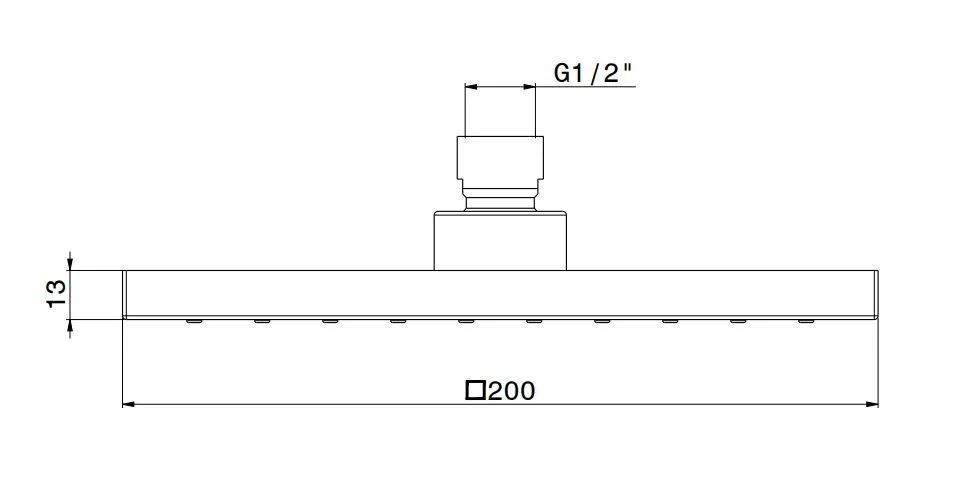 Латунная верхняя квадратная душевая лейка FUTURA «тропический дождь, без кронштейна, хром