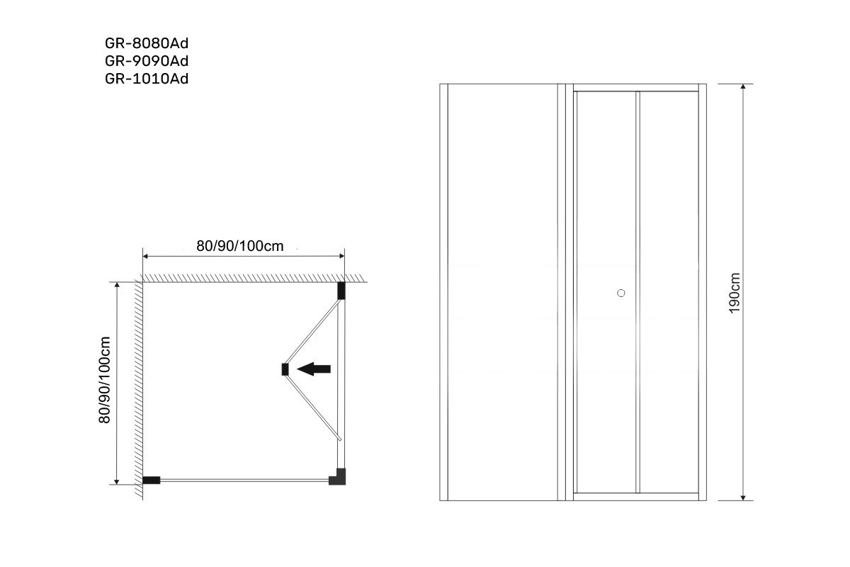 Душевое ограждение GR-8080 Аdvans (80*80*190)