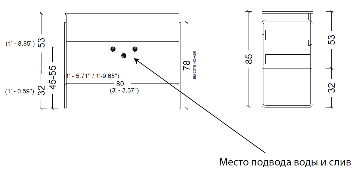 Тумба без раковины Vallessi 80*46cm LIGHT OAK мат. 2 полки