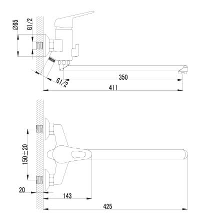 Смеситель для ванны Lemark Luna (LM4151C)